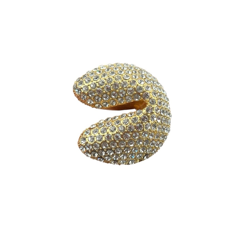 Bedazzled Fortune Cookie‎ Trinket Box Pills Jewelry Box Crystals Gold Tone
